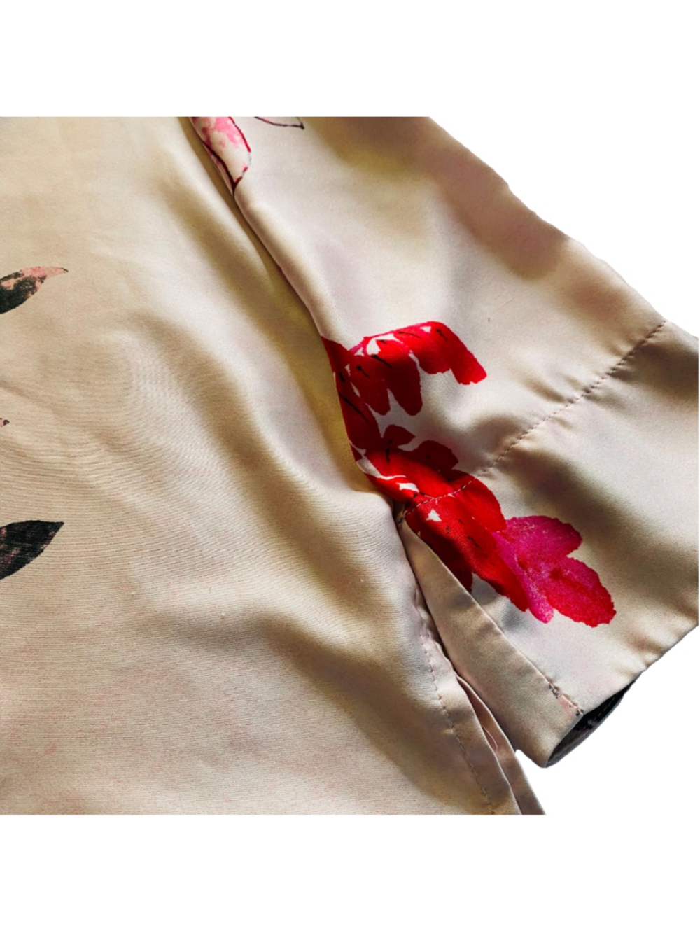 Natori Women's Medium Floral Satin Pajama Set Button Front Top Pants 2-Piece - Picture 13 of 16